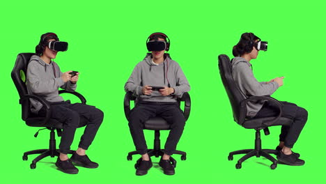 Asian-man-plays-phone-game-with-vr